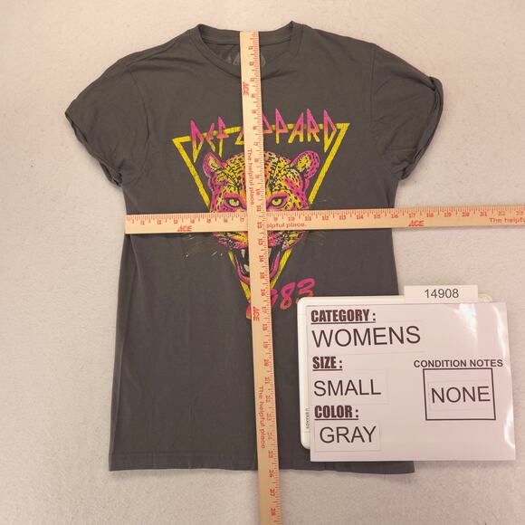 Def Leppard Band Graphic Short Sleeve Crew Neck Shirt Womens Size Small S Gray - Picture 5 of 9